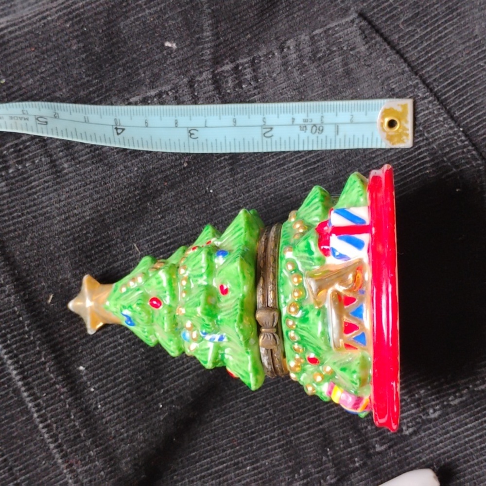 CHRISTMAS TREE Hinged Porcelain Trinket Box 1998 🎄